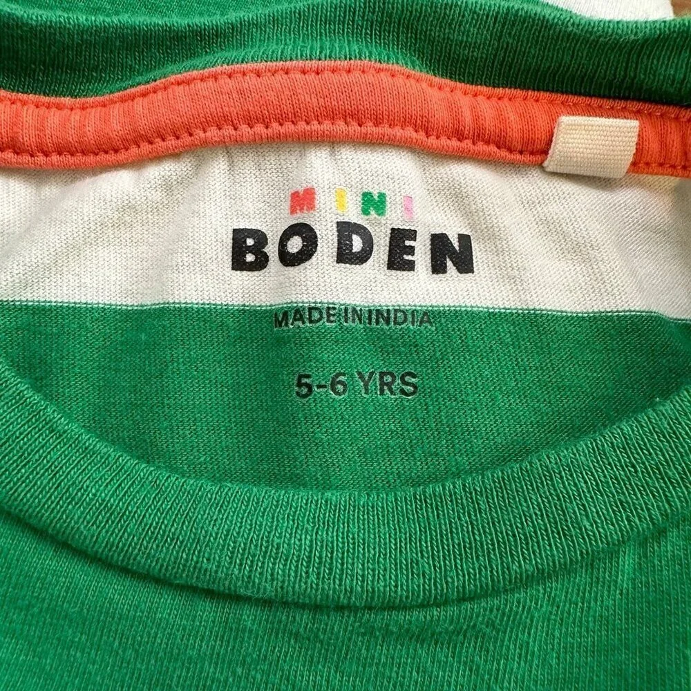 Mini Boden striped lynx cat appliqué T-shirt S